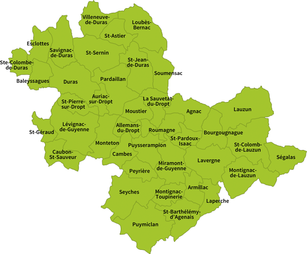 Territoire du CPTS Val de Guyenne